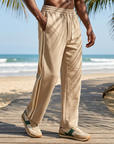 Men's Casual Wide-Leg Trousers — Fleece-Lined Drawstring Pants