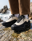 Herren Low Top Freizeitsneaker mit dicker Sohle – Retro-Schnürschuhe mit atmungsaktivem Mesh-Innenfutter und Gummisohle