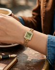 Montre carrée de luxe à quartz pour femmes – Bracelet de montre en alliage de style rétro d'Europe centrale, étanche jusqu'à 30M