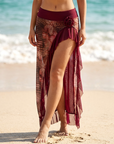 Bead Chain Halter Neck Long Dress – Women's Elegant Two-Piece Set