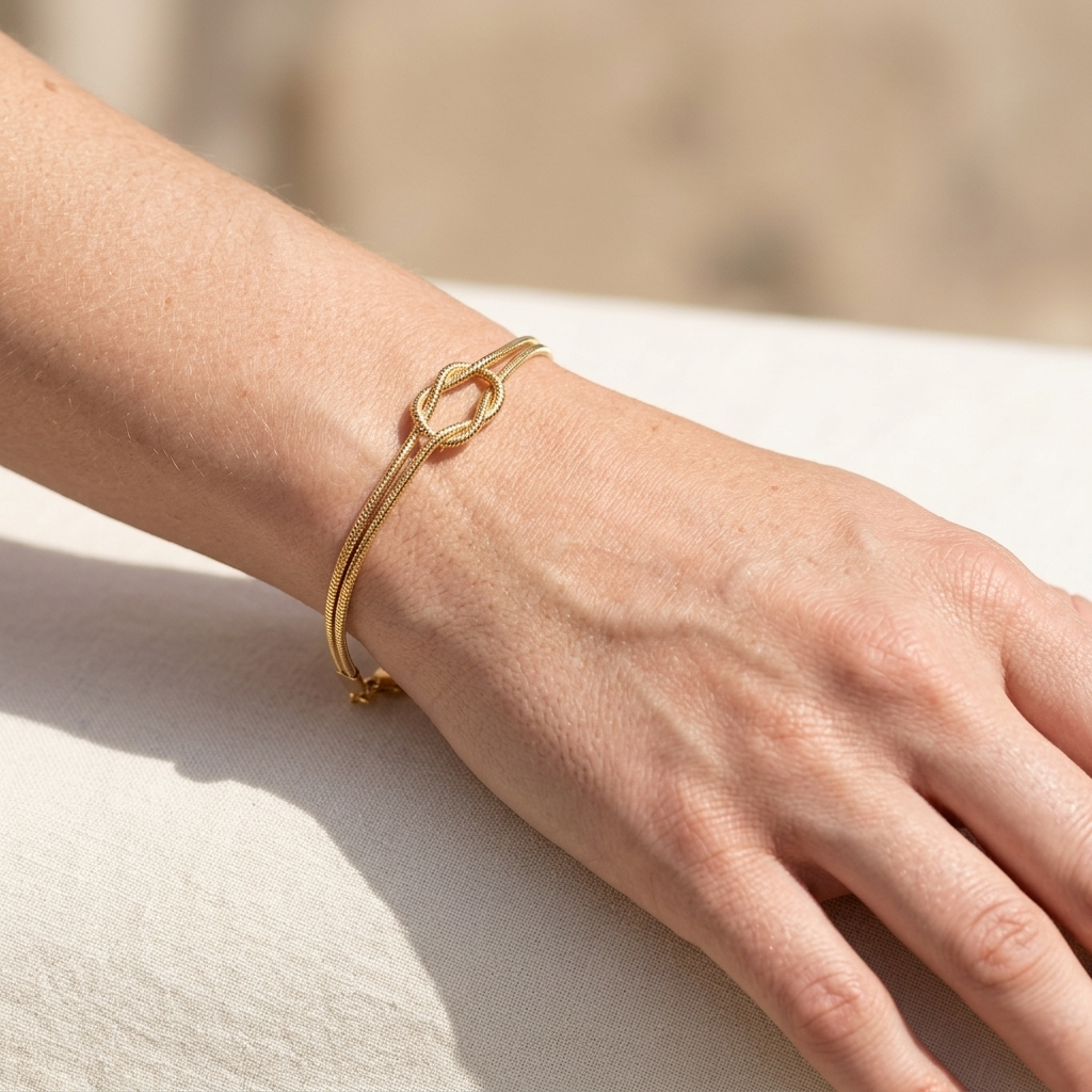 Women's Minimalist Knotted Double-Layer Snake Chain Bracelet &amp; Necklace