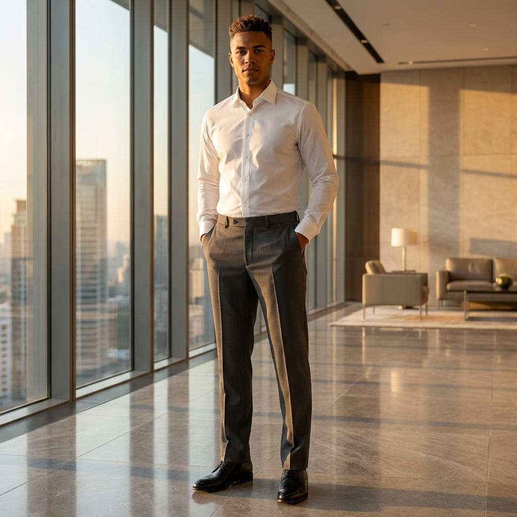 Herren Anzughose – Gerade geschnittene Business-Hose mit bequemem Sitz, knitterarmem Stoff und klassischem Bürostil