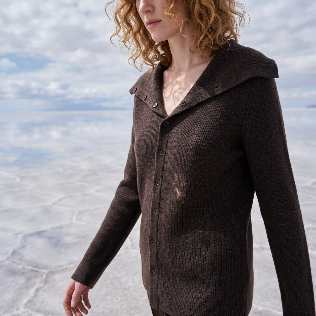 Women's Slim Fit Cardigan Sweater - Lapel Collar Button-Up Knit with Contrast Trim