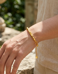 Women's Gold-Plated Chain Bracelet – Adjustable Elegant Brass Bangle