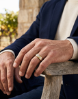 Men's Tungsten Steel Zircon Inlay Gold Ring