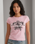 Women's 3D Print Slim Fit T-Shirt - Y2K Retro Streetwear Tee