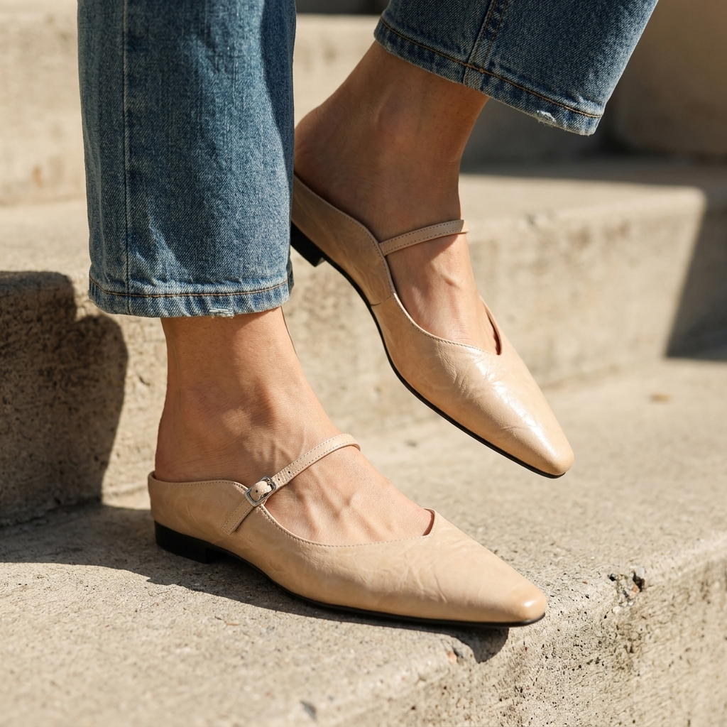 Women's Genuine Leather Wedge Sandals – Platform Slip-On with Height Boost