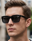 Men's Retro Square Frame Polarized Sunglasses - UV400 Acetate TR90 Vintage Shades