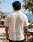 Men's Hollow Cut-Out Cuban Collar Shirt – Loose Fit Short Sleeve