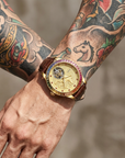 Men's Automatic Mechanical Watch – Rose Gold, Hollow Dial & Leather Strap