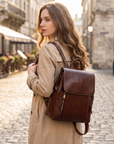 Damen Rucksack aus echtem Leder – Vintage-Rucksack mit großem Fassungsvermögen und mehreren Taschen