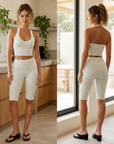 Women's Polka Dot Yoga 2-Piece Outfit Set Sleeveless Vest & Mid Pants