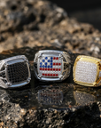 Men's Zircon-Inlaid Geometric Ring - Hip-Hop & Business Style