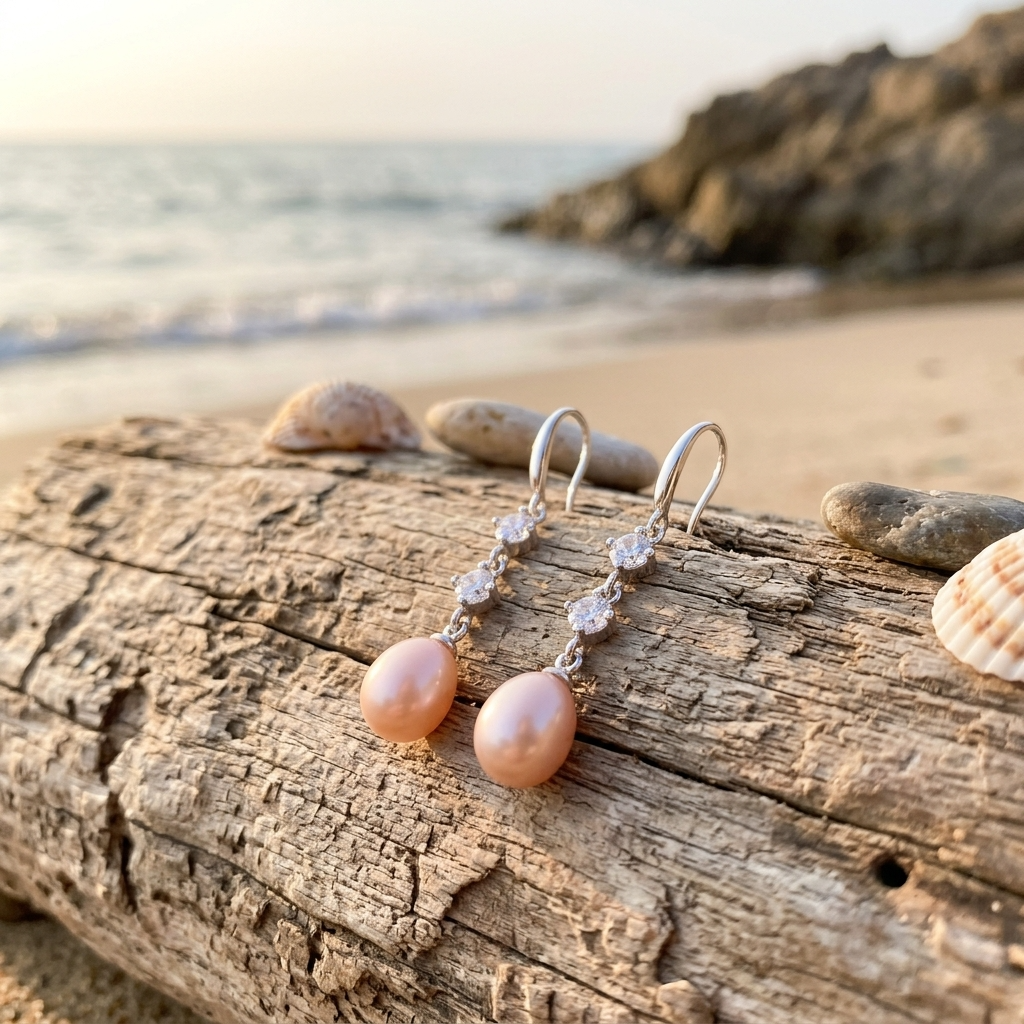 Women's Natural Freshwater Pearl Earrings – 925 Sterling Silver