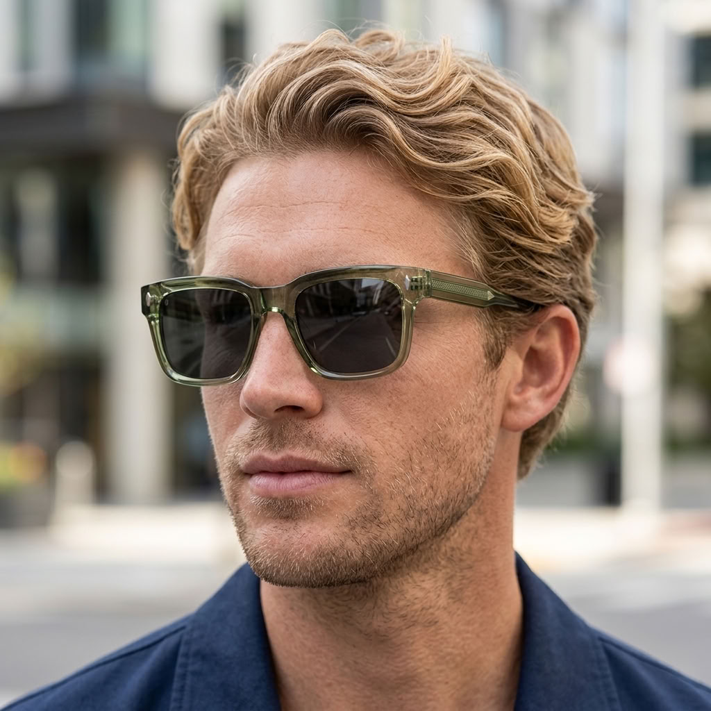 Men's Retro Square Frame Polarized Sunglasses - UV400 Acetate TR90 Vintage Shades