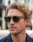 Men's Retro Square Frame Polarized Sunglasses - UV400 Acetate TR90 Vintage Shades