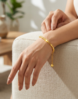 Women's Gold-Plated Chain Bracelet – Adjustable Elegant Brass Bangle