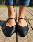 Women's Genuine Leather Wedge Sandals – Platform Slip-On with Height Boost