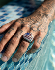 Men's USA Flag Platinum-Plated Geometric Ring