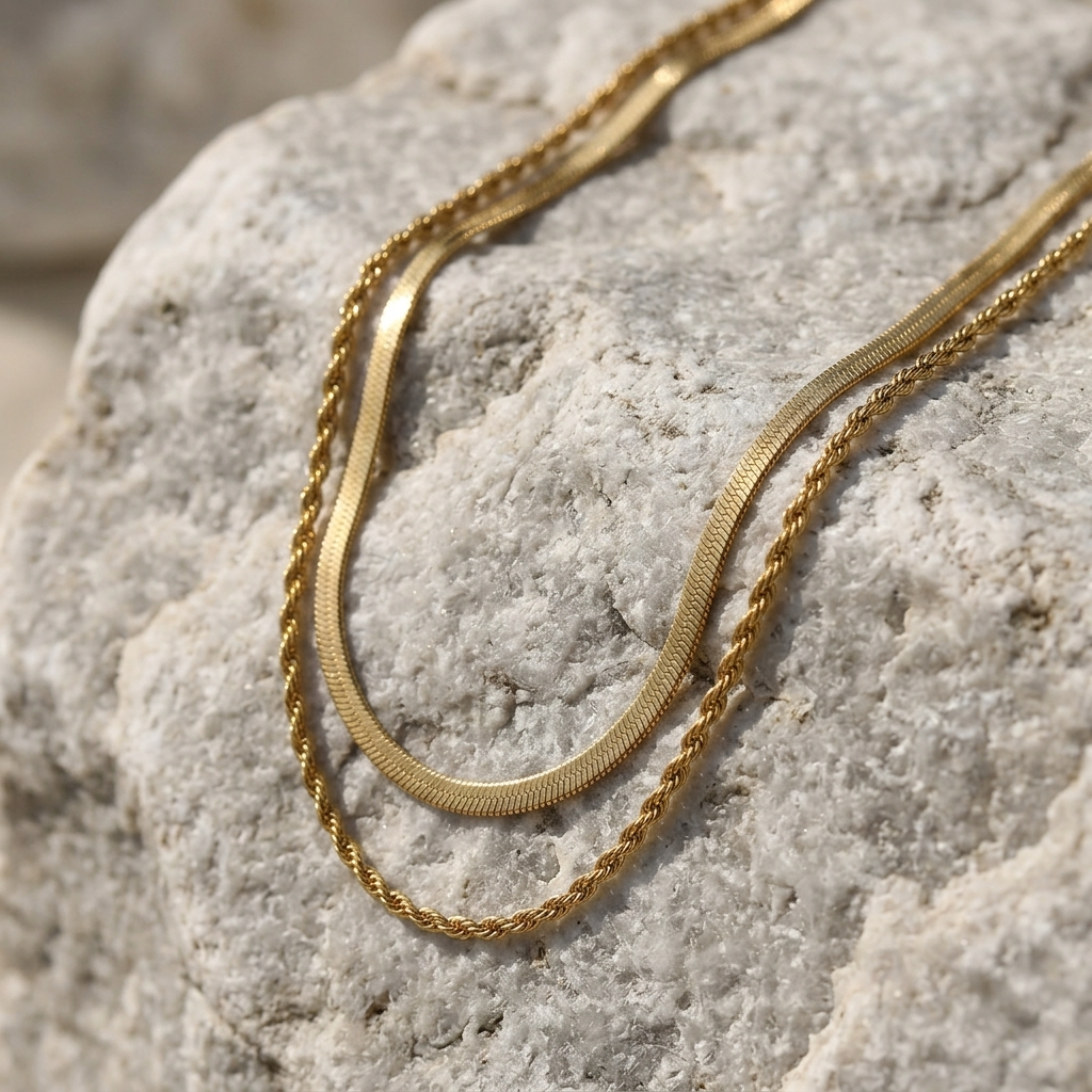 Women's Retro Double-Layer Gold-Plated Stainless Steel Necklace