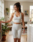 Women's Polka Dot Yoga 2-Piece Outfit Set Sleeveless Vest & Mid Pants