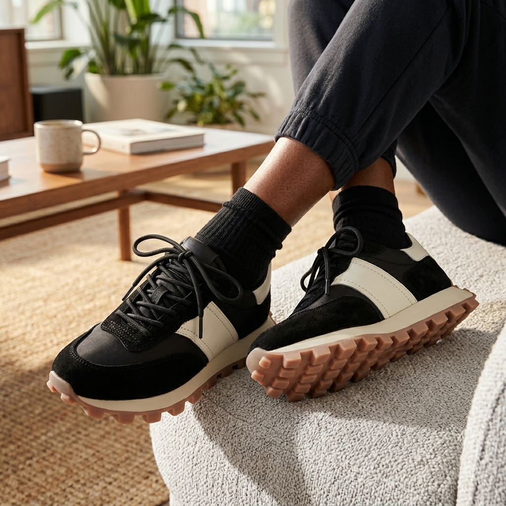 Women's Genuine Leather Color Block Sneakers – Retro Dad Shoe