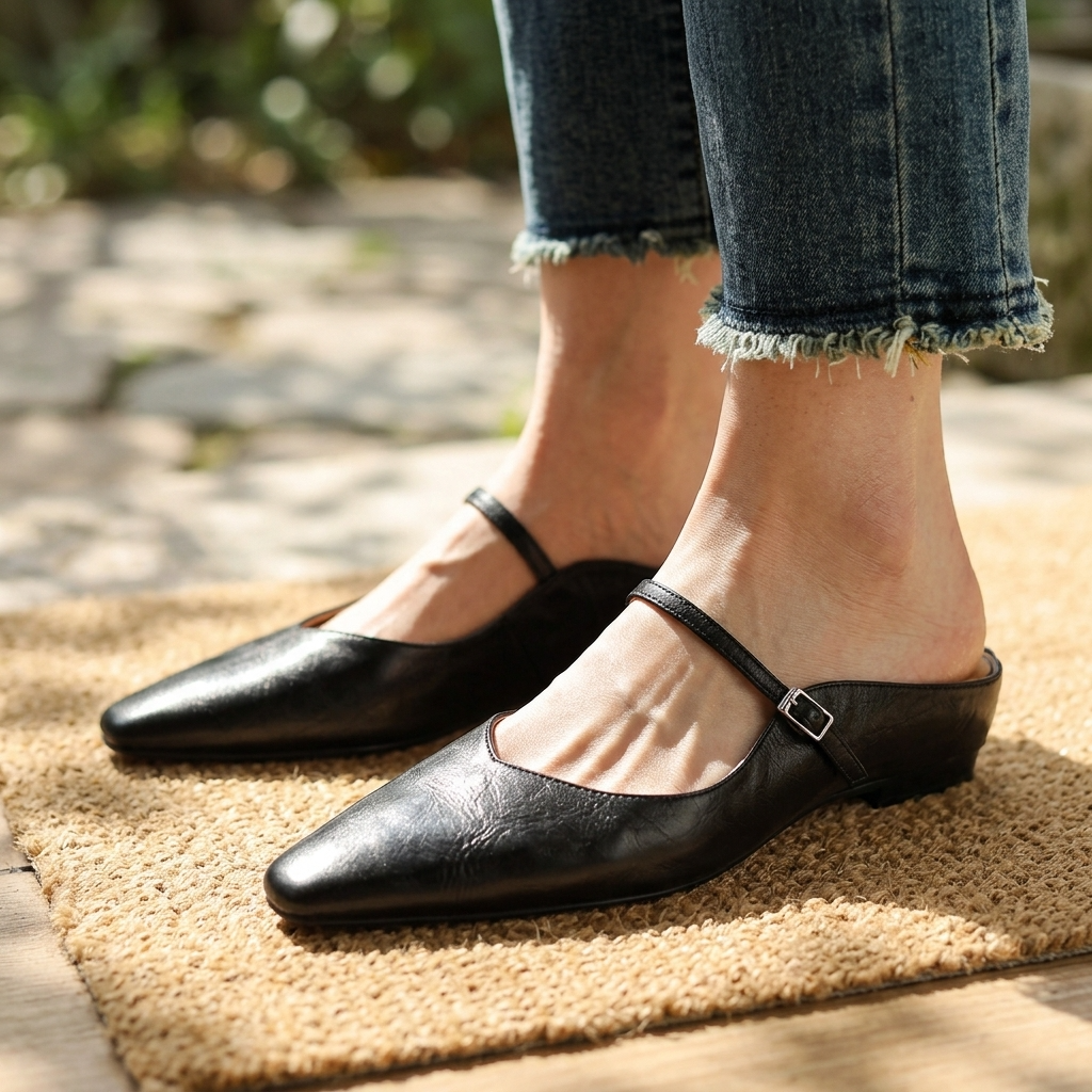 Women's Genuine Leather Wedge Sandals – Platform Slip-On with Height Boost