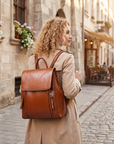 Damen Rucksack aus echtem Leder – Vintage-Rucksack mit großem Fassungsvermögen und mehreren Taschen