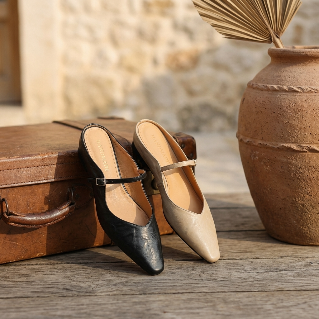 Women's Genuine Leather Wedge Sandals – Platform Slip-On with Height Boost