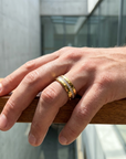 Men's Tungsten Steel Zircon Inlay Gold Ring