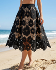 Women's Lace A-Line High-Waist Midi Skirt