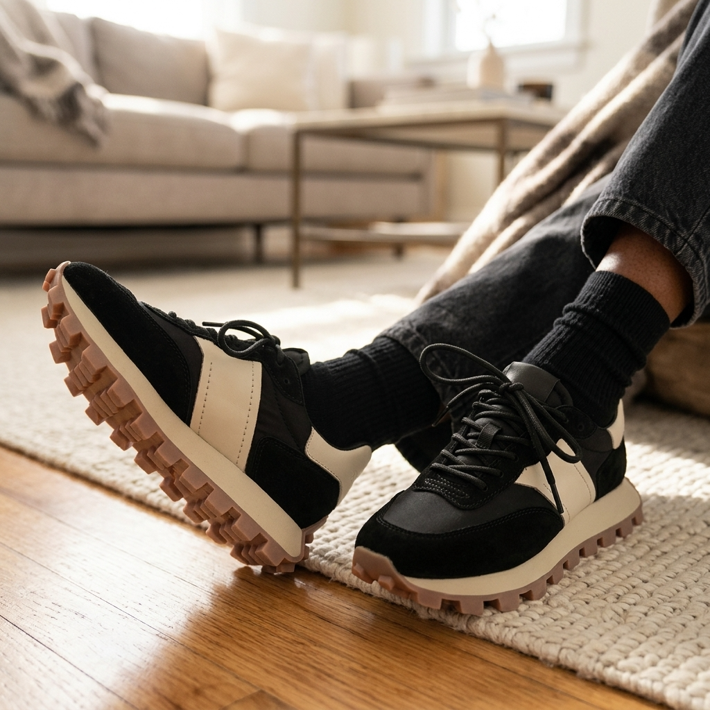 Women's Genuine Leather Color Block Sneakers – Retro Dad Shoe