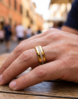 Men's Tungsten Steel Zircon Inlay Gold Ring