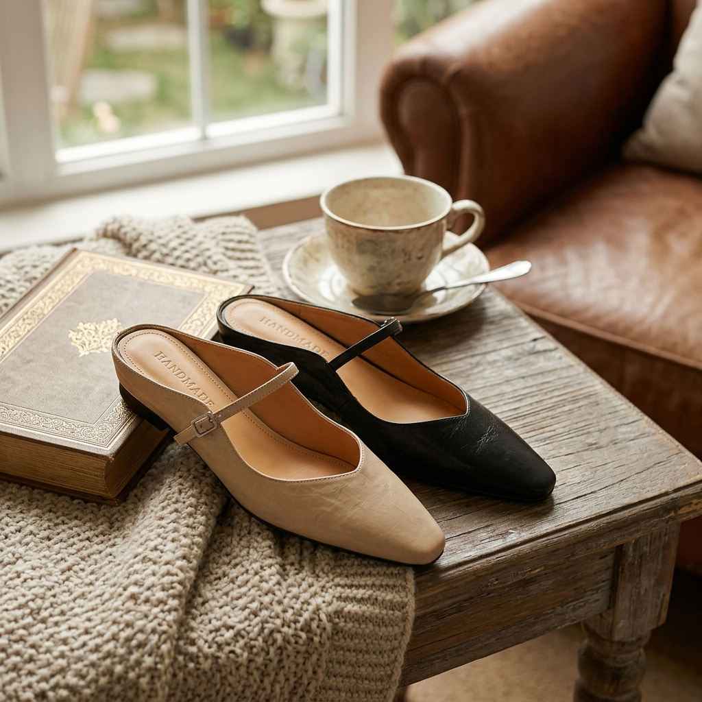 Women's Genuine Leather Wedge Sandals – Platform Slip-On with Height Boost