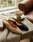 Women's Genuine Leather Wedge Sandals – Platform Slip-On with Height Boost
