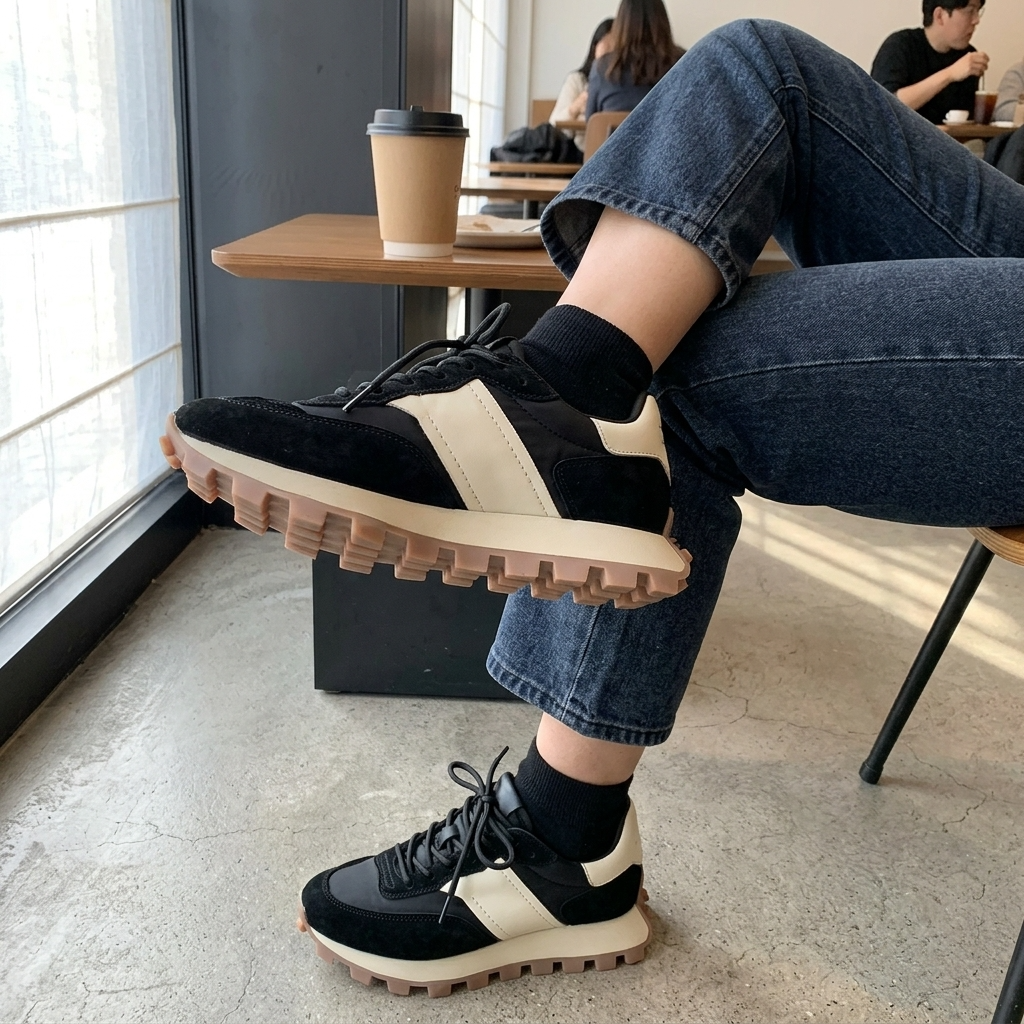 Women's Genuine Leather Color Block Sneakers – Retro Dad Shoe