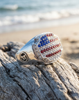 Men's USA Flag Platinum-Plated Geometric Ring