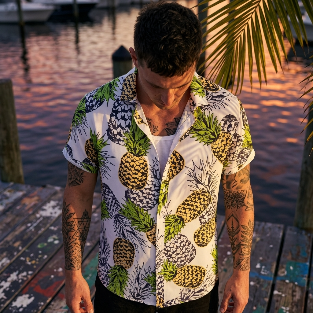 Men's Floral Print Short Sleeve Shirt – Loose Fit Summer Style