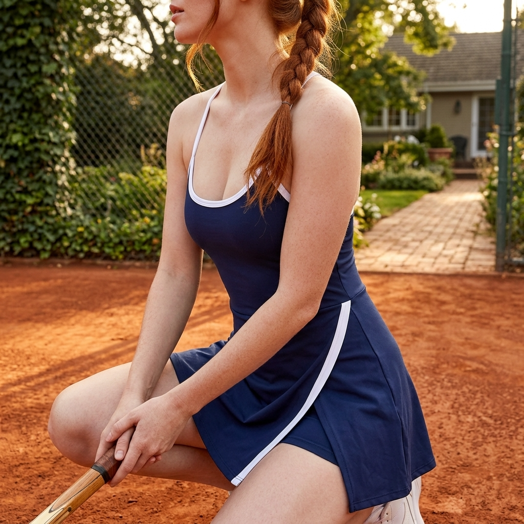 Women's Fitness Tennis Dress with Built-In Shorts