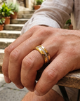 Men's Tungsten Steel Zircon Inlay Gold Ring