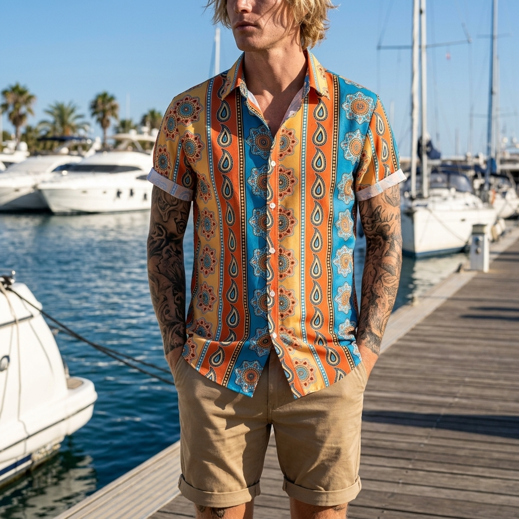 Men's Floral Print Short Sleeve Shirt – Loose Fit Summer Style