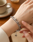 Women's Chunky Titanium Steel Bracelet – Minimalist Geometric Electroplated Gold & Silver Bangle