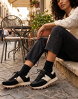Women's Genuine Leather Color Block Sneakers – Retro Dad Shoe