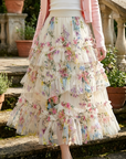 Women's Floral Mesh A-Line Midi Skirt – Princess Cake Skirt