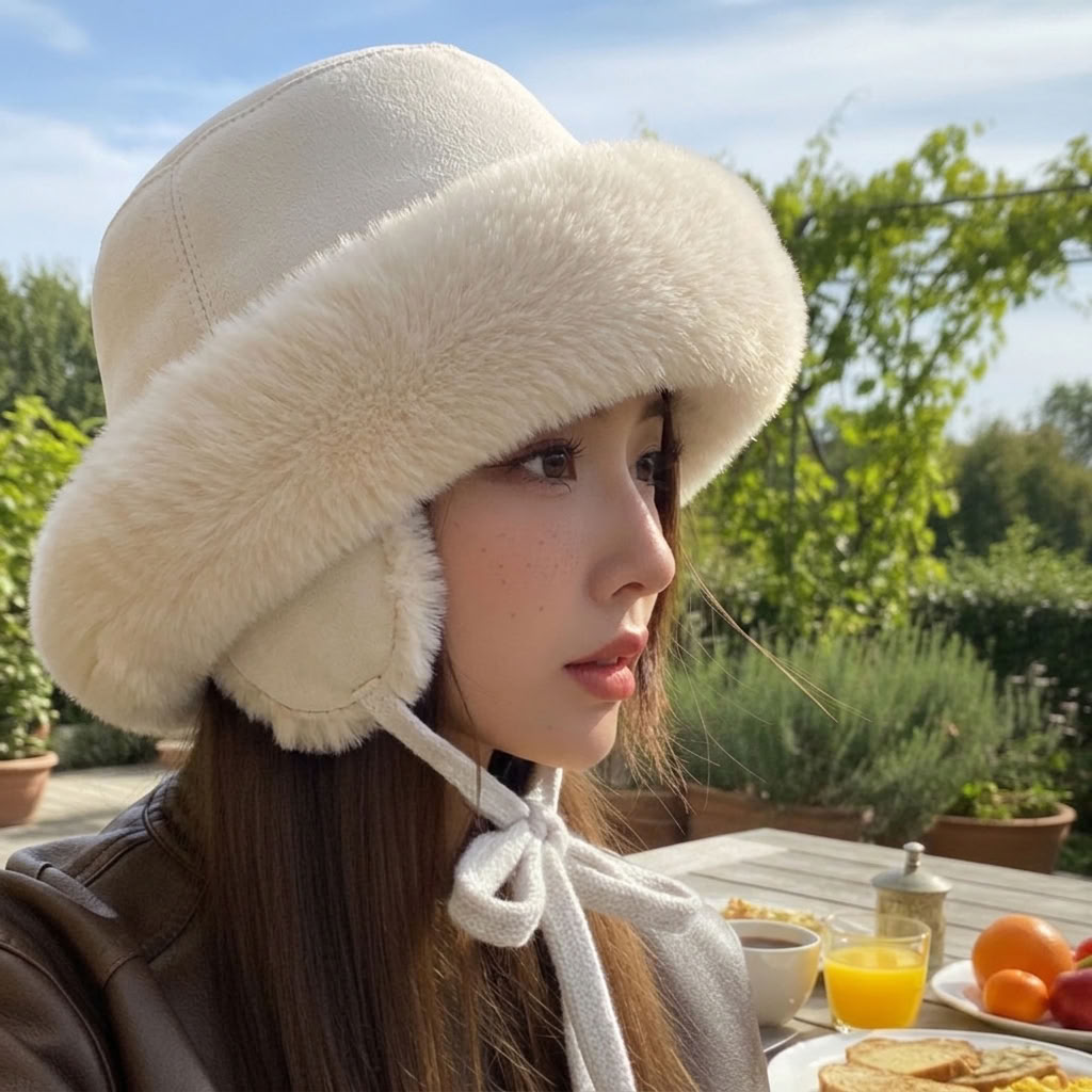 Women's Suede Ear-Flap Fisherman Hat - Thickened Plush Lined Winter Bucket Hat