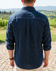 Men's Linen-Blend Long Sleeve Shirt – Breathable Lapel Collar Casual Button-Up