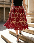 Women's Lace A-Line High-Waist Midi Skirt