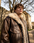 Men's Retro Faux Fur Collar PU Leather Jacket - Thickened Winter Coat