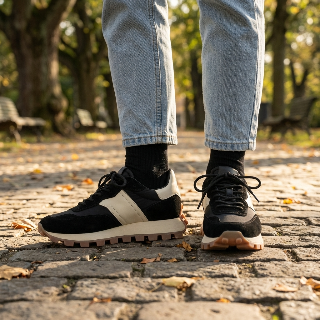 Women's Genuine Leather Color Block Sneakers – Retro Dad Shoe