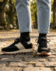 Women's Genuine Leather Color Block Sneakers – Retro Dad Shoe